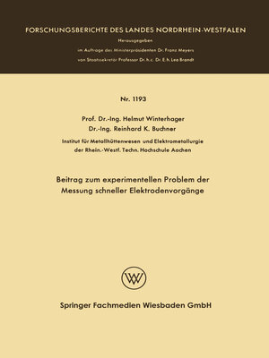 cover image of Beitrag zum experimentellen Problem der Messung schneller Elektrodenvorgänge